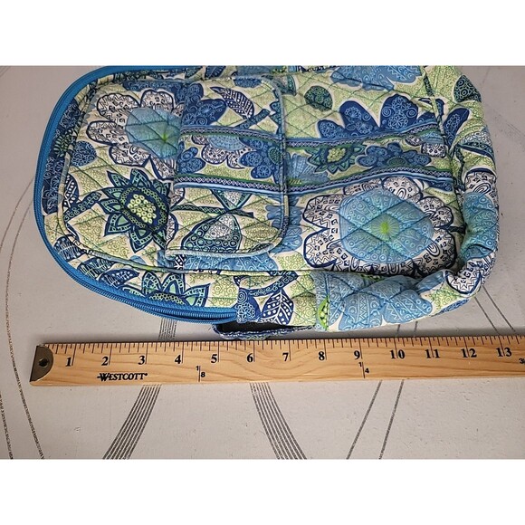 Vera Bradley Doodle Daisy Backpack Blue Green Floral Quilted School Travel Bag - Picture 12 of 13